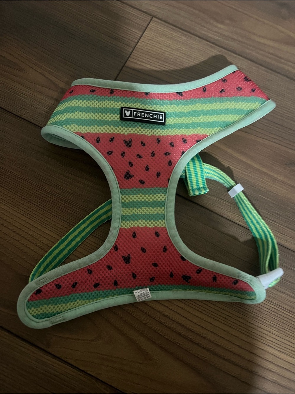 Frenchie Watermelon Stripe Small Dog Harness - Pink & Green XL